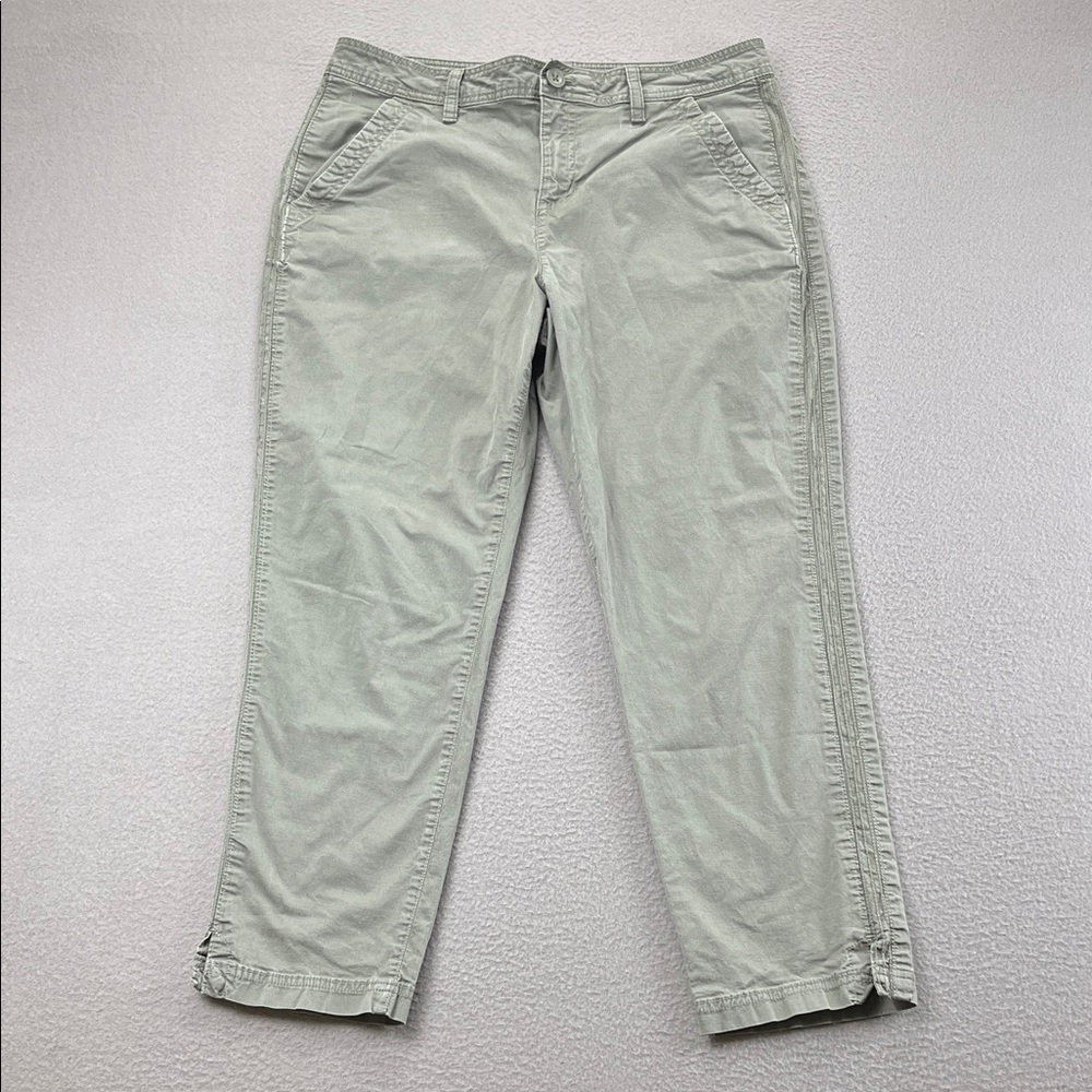 Eddie Bauer Olive Green Capri Cropped Chino Pants Stretch Women’s Size 12
